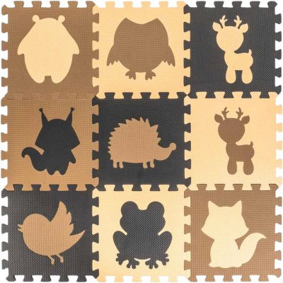 Ikonka Pěnová podložka na puzzle pro děti 9ks béžovo-hnědo-černá – Sleviste.cz
