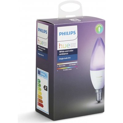 Philips Hue 8719514356610 LED inteligentní žárovka 1x4W E14 320-470lm 2000-6500K White and Color Ambiance, stmívatelná, Bluetooth, bílá – Hledejceny.cz