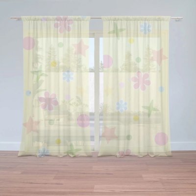 Záclony Květiny na žluté: 2 ks - 150x250 cm - Sablio – Hledejceny.cz
