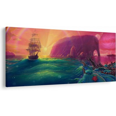 Obraz - Olejomalba, Plavba do fantastické říše, jednodílný 200x100 cm – Hledejceny.cz