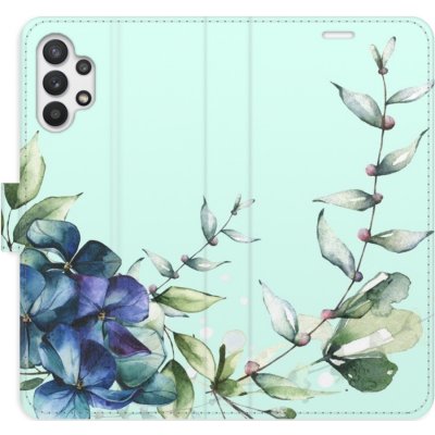 Pouzdro iSaprio Flip s kapsičkami na karty - Blue Flowers Samsung Galaxy A32 5G – Zboží Mobilmania