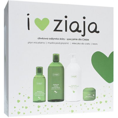 Ziaja Natural Olive pro ženy sprchový gel 500 ml + tělové mléko 400 ml + denní pleťová péče 50 ml + micelární voda 200 ml dárková sada – Zbozi.Blesk.cz