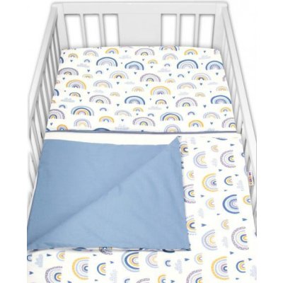 Baby Nellys Bavlněné povlečení do postýlky Duha s potiskem modrá 120 x 90 cm – Hledejceny.cz