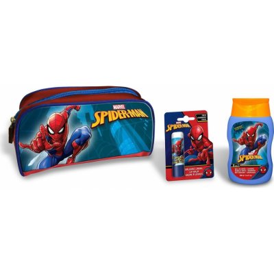 Marvel Spiderman sprchový a koupelový gel pro děti 200 ml + balzám na rty + kosmetická taštička dárková sada – Zboží Mobilmania