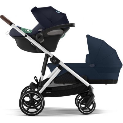 Cybex Gazelle S Kombinovaný Rám Stříbrný + 2x Cybex Aton S2 i-Size Autosedačka 0-13kg Ocean Blue + Adaptéry 2023 – Zboží Mobilmania