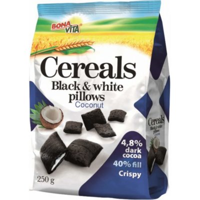 Bonavita Cereální polštářky s náplní Black white pillows s kokosem 250 g – Zboží Dáma