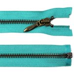 Kovový zip no.5 rozepínací 75cm (staromosazné zoubky) - více barev b: 14 tyrkysová – Hledejceny.cz