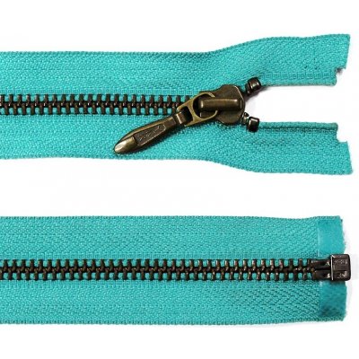 Kovový zip no.5 rozepínací 75cm (staromosazné zoubky) - více barev b: 14 tyrkysová – Hledejceny.cz