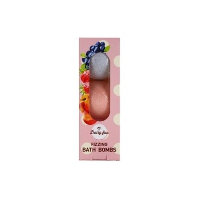 Dairy Fun Fizzing Bath Bombs šumivé koule do koupele jahoda 100 g broskev 100 g borůvka 100 g 3 ks