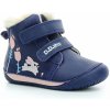 Dětské kotníkové boty D.D.Step Barefoot zimní boty W070-337B Royal Blue