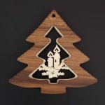 AMADEA Dřevěná ozdoba z masivu s vkladem stromek se svíčkami 8 cm – Sleviste.cz