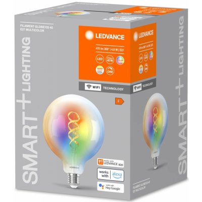 Ledvance SMART+ WiFi E27 4,8W čirý G125 RGB CCT - 4058075777897 – Hledejceny.cz
