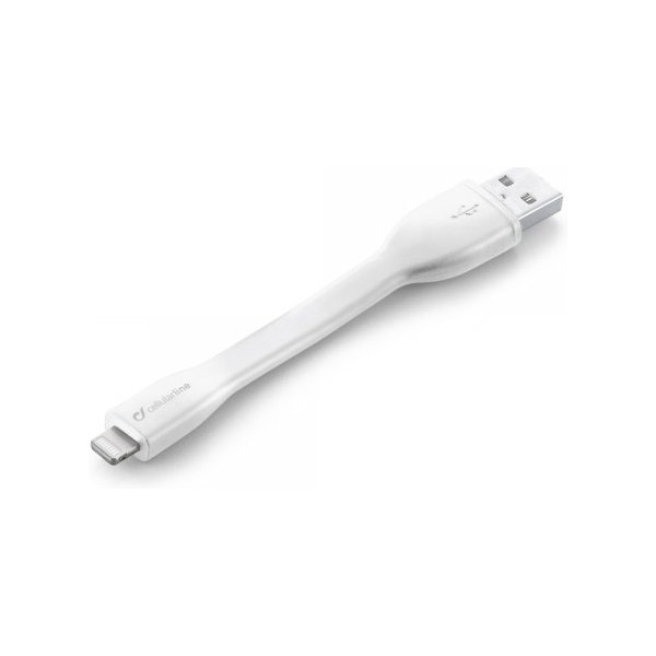 usb kabel CellularLine USBDATAFLEXMFIW Lightning, 10,5cm, bílý
