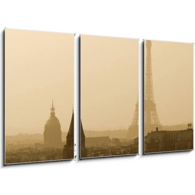 Obraz 3D třídílný - 90 x 50 cm - View on the Eiffel Tower Pohled na Eiffelovu věž – Zboží Mobilmania