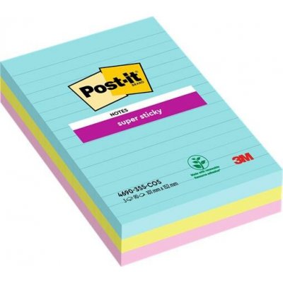 3M POSTIT Samolepicí blok na poznámky, linkovaný, 3×90 listů, 101×152 mm, 3M POST-IT „Super Sticky Cosmic“, různé barvy 7100234251 – Hledejceny.cz