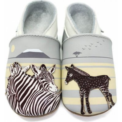 Lait et Miel barefoot kožené capáčky Zebra