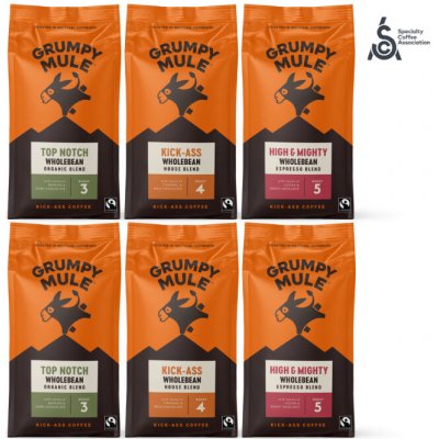 Grumpy Mule výhodný balíček Arabica SCA 82+ zrnková 6 x 0,2 kg – Hledejceny.cz