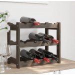 vidaXL Stojan na víno na 12 lahví šedý z masivního borovicového dřeva – Zboží Dáma