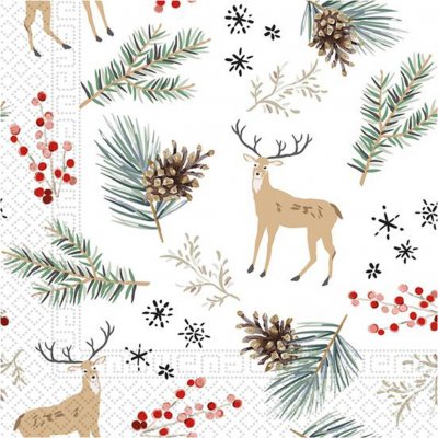 Procos Vánoční papírové ubrousky 3V jelen 33x33cm 20ks – Zboží Dáma