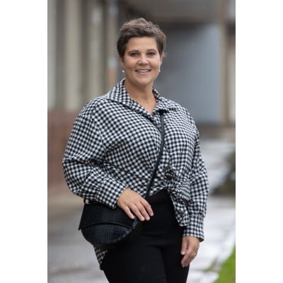 Lux Luna Elegantní košile SUZI Černo-bílá mozaika – Zboží Dáma