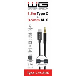 Winner WINKABTYCAUX USB-C/AUX 3,5mm jack, 1,5m, černý