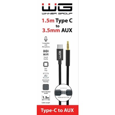 Winner WINKABTYCAUX USB-C/AUX 3,5mm jack, 1,5m, černý – Zboží Mobilmania