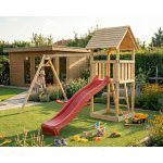KARIBU domek LOTTI 89346 + červená skluzavka + houpačka – Zboží Mobilmania