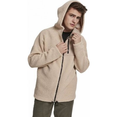 Urban Classics kožíšková bunda Sherpa na zip s kapucí tmavá písková – Zboží Mobilmania