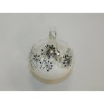 ONREX Vánoční ozdoba skleněná koule transparentní květy pr. 8 cm – Sleviste.cz