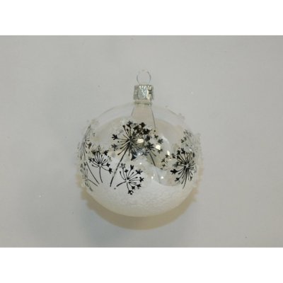 ONREX Vánoční ozdoba skleněná koule transparentní květy pr. 8 cm – Sleviste.cz