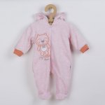 NEW BABY Kojenecký semiškový overal s kapucí New Baby Sweetheart růžový – Zboží Mobilmania
