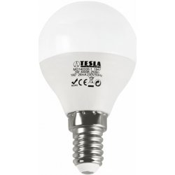 TESLA LED žárovka miniglobe BULB, E14, 3W, 3000K, teplá bílá