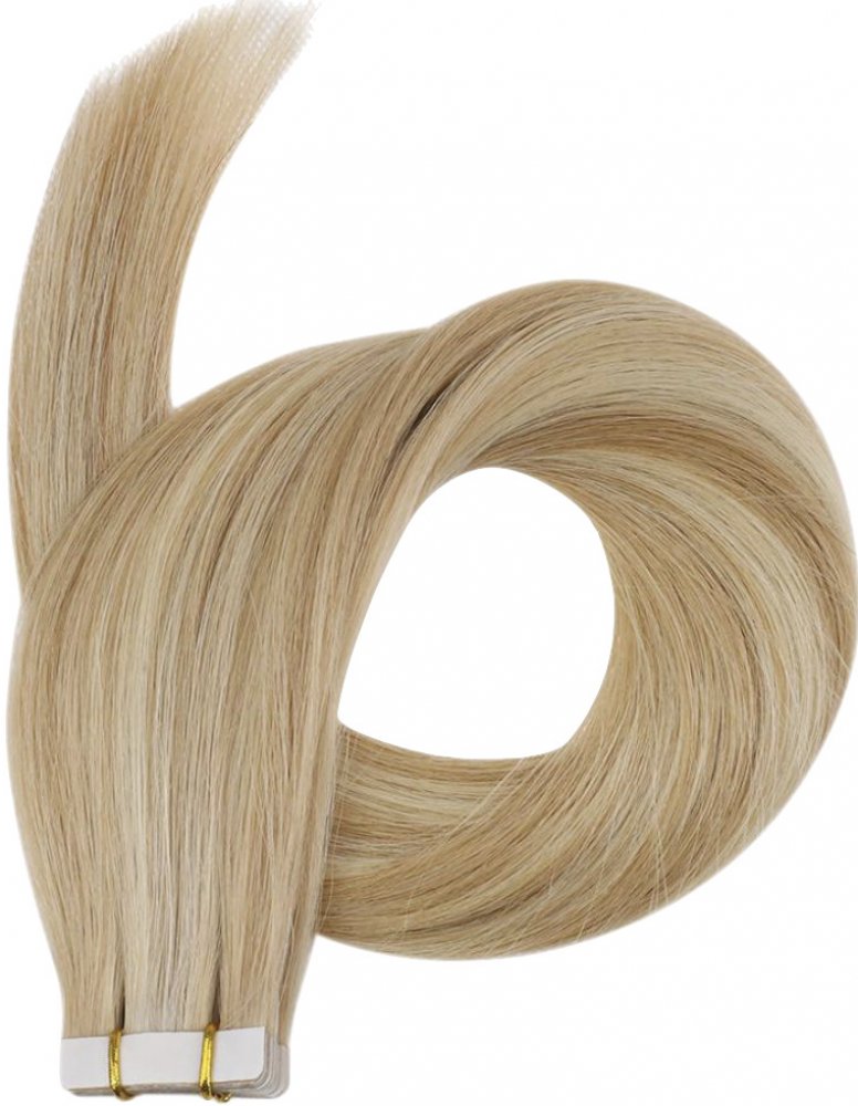 Deluxe neviditelné vlasové PU pásky tape in na prodlužování vlasů 50cm  27/613 - tmavá blond / nejsvětlejší blond – Zboží Dáma