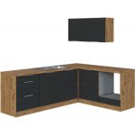 Held Möbel Florenz Rohová kuchyňská linka 240 cm barva čela šedá matný barva korpusu dub světlý matný – Hledejceny.cz