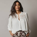 Kreponová halenka s macramé a 7/8 rukávy režná – Hledejceny.cz