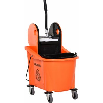 Homcom Mobilní úklidový vozík se ždímačem 36 l černo-oranžový 54 x 41 x 91,5 cm