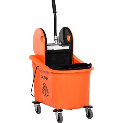 Homcom Mobilní úklidový vozík se ždímačem 36 l černo-oranžový 54 x 41 x 91,5 cm – Zboží Mobilmania