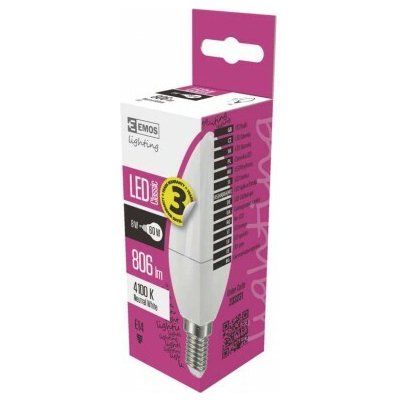 LED žárovka Classic svíčka/E14/7,3 W 60 W /806 lm/neutrální bílá Emos ZQ3231 – Hledejceny.cz