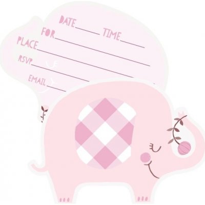 Unique Baby shower Slon růžový Pozvánky – Zboží Mobilmania