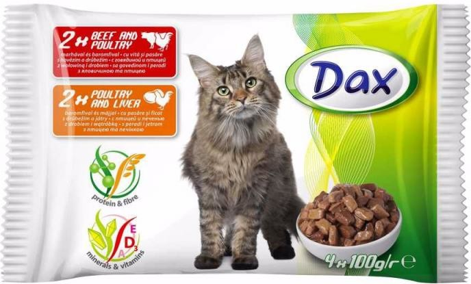 Dax Cat hovězí drůbeží 4 x 100 g