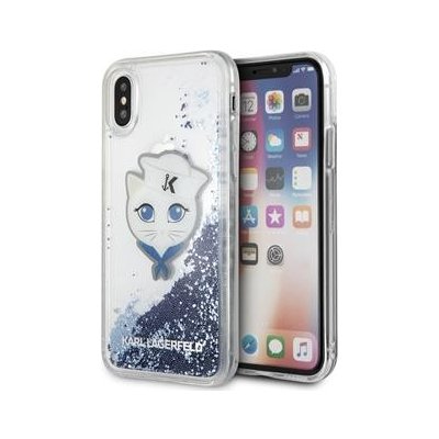 Pouzdro Karl Lagerfeld Sailors Choupette Liquid Glitter Apple iPhone X modré – Zboží Mobilmania