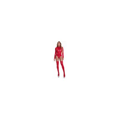 Bdsm-Bondage-Shop Sexy PVC lack body se zipem přes rozkrok 6816 Červená – Zboží Mobilmania