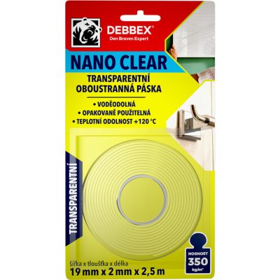 Den Braven Transparentní oboustranná páska Nano clear Debbex 19 x 2 mm x 2,5 m – Zboží Dáma