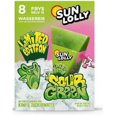 Lolly Choc Company Sun Lolly Vodní led Sour Green Kiwi & cukrová vata 8 ks – Hledejceny.cz