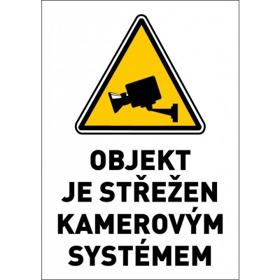Samolepka výstražná " OBJEKT STŘEŽEN KAMEROVÝM SYSTÉMEM" A5 – Zboží Dáma