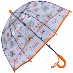 Průhledný dětský deštník s duhami a oranžovou rukojetí a okrajem – Zboží Mobilmania