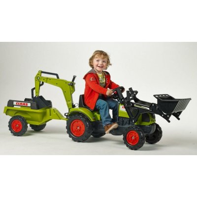 FALK Šlapací traktor 2040N Claas Arion 410 s nakladačem rypadlem a vlečkou – Zboží Dáma