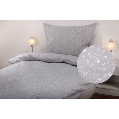 JAN peří Luxusní bavlna povlečení renforce bílá kytička na šedém přikrývka 240x210 – Hledejceny.cz