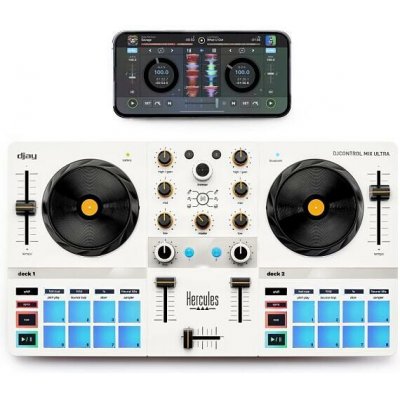 Hercules DJControl Mix Ultra, Bluetooth, vestavěná baterie, bílá (4780942) – Zboží Živě