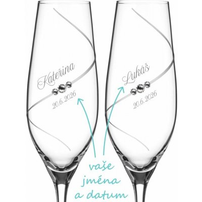 Svatební skleničky na sekt Diamante Silhouette s krystaly Swarovski 2 ks – Hledejceny.cz